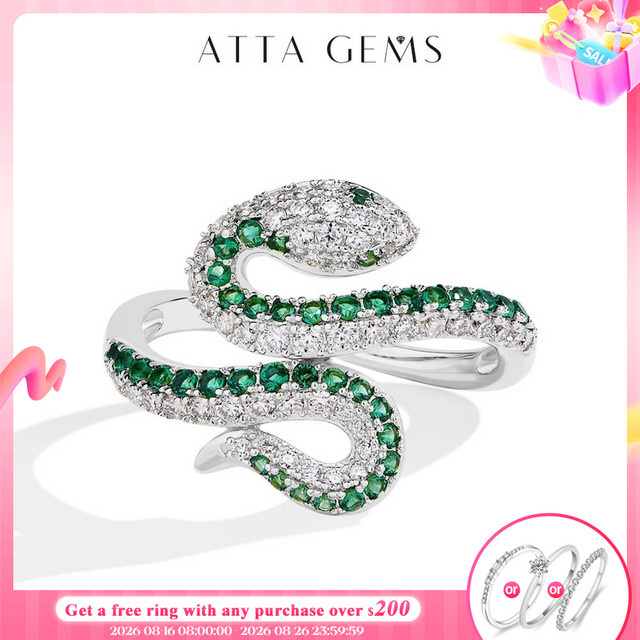 ATTAGEMS Moissanit-Ring, Schlangenform, 925 Silber, Diamant, Unisex - Bild 1