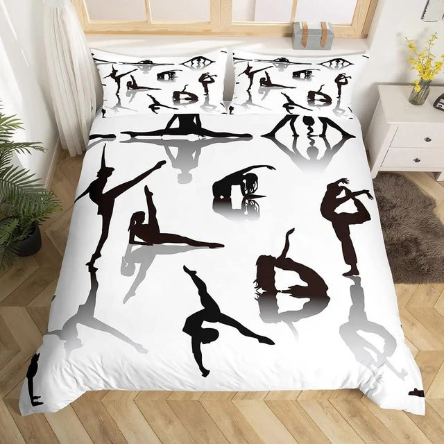 3-teiliges Bettwäsche-Set Gymnastik Tanzliebhaber mit Aquarell Schmetterling und Sternenhimmel Design, Multicolor, B/H: 70 x 133 cm - Bild 1