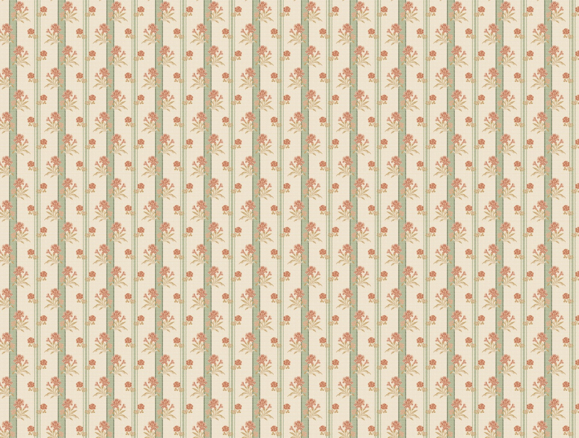Quenin Tapete Mademoiselle Printemps in Beige, Orange, Grün und Multicolour mit botanischem Vintage-Design aus Vlies - Bild 1