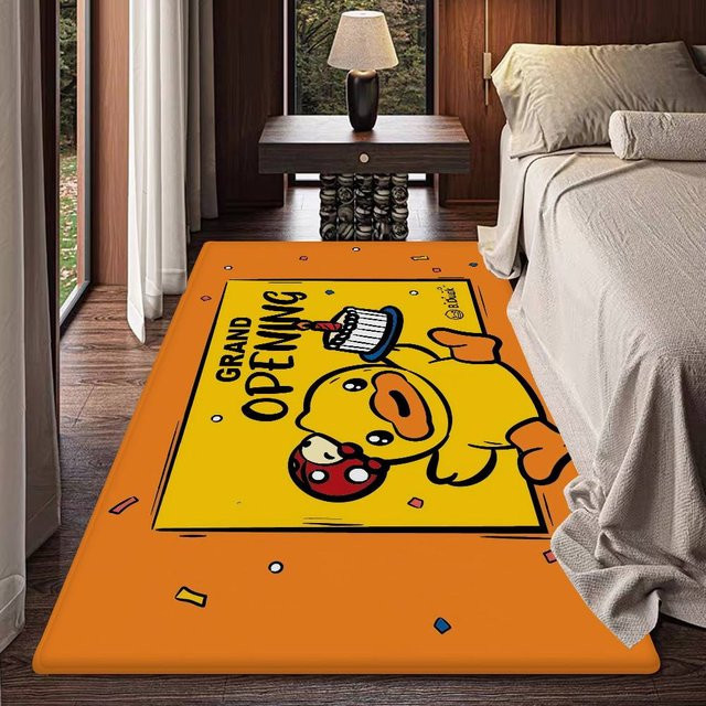 B-B D-Duck Bodenteppich im nordischen Stil mit Tier-Motiv in Orange, rechteckige Dekormatte für Badezimmer und Schlafzimmer - Bild 1