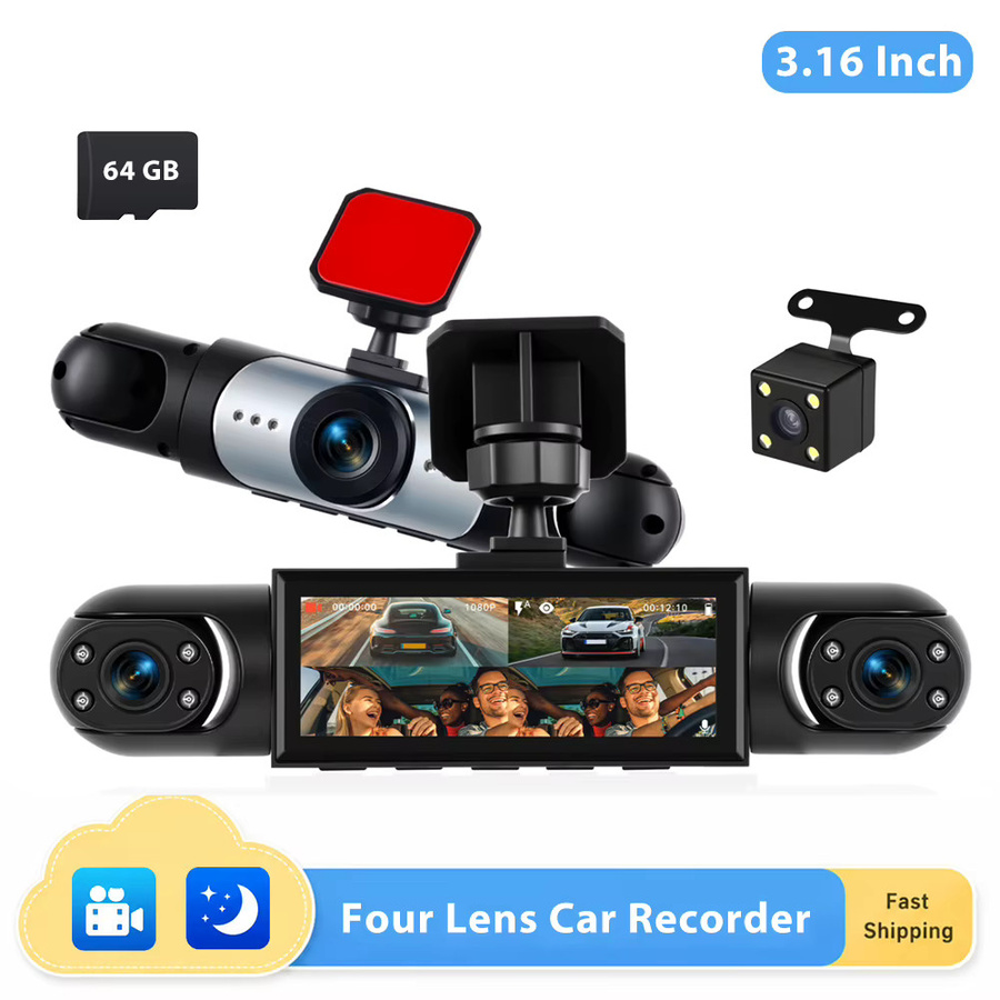 Podofo Auto-Dashcam mit Nachtsicht, Parküberwachung und Bewegungserkennung in Schwarz für Innenraum und Rückansicht - Bild 7