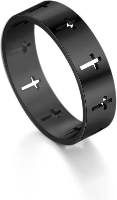 Herrenring Kreuz, Edelstahl, Schwarz, Unisex - Bild 1