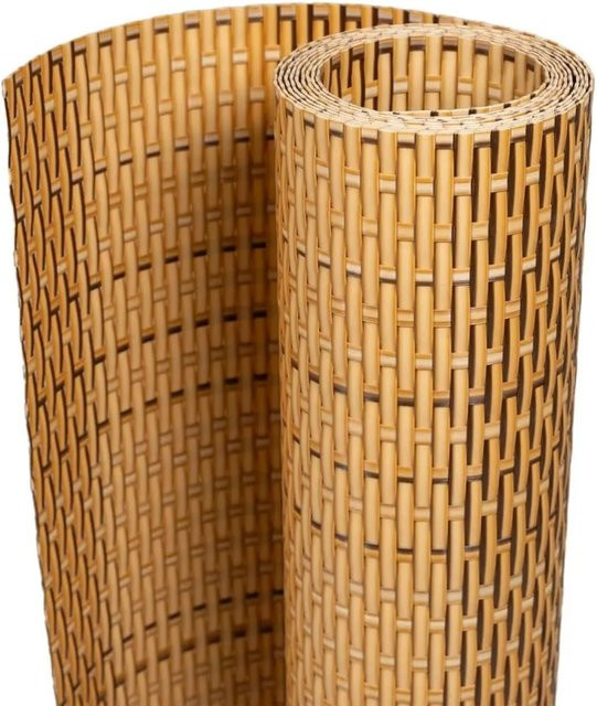 vidaXL Balkon-Sichtschutz aus Poly Rattan in Hellbraun, Breite: 600 cm, Höhe: 100 cm - Bild 1