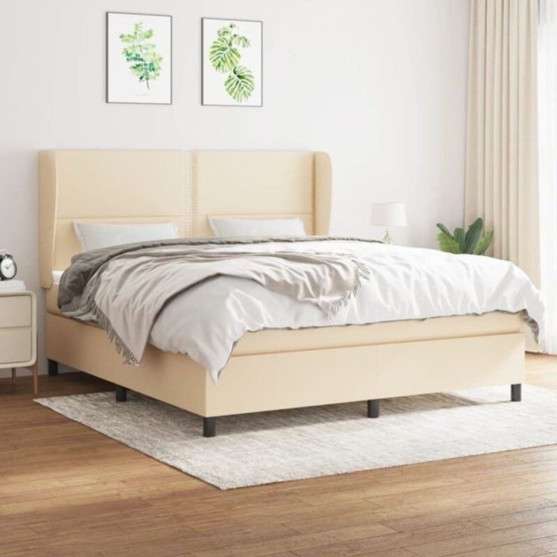 Vidaxl Boxspringbett mit Matratze in Beige aus Stoff und Massivholz, B/B: 180 x 200 cm - Bild 1