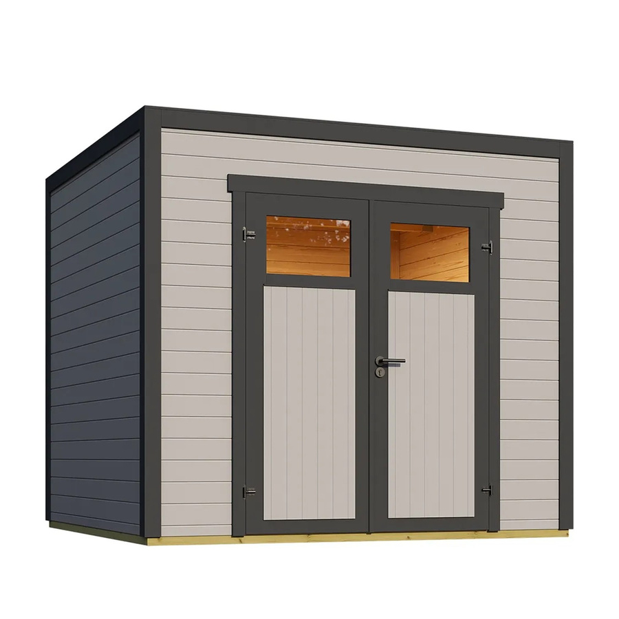 Weka Gartenhaus Batu 1,5 Flachdach aus Fichtenholz in Light Grey mit Doppeltür, Breite: 250 cm, Tiefe: 200 cm - Bild 2
