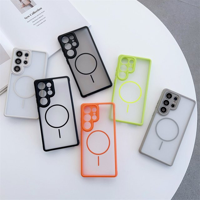 Magnetische Handyhülle für Samsung Galaxy S25 S24 S23 Ultra mit Wireless Charging, matte Frosted Optik, stoßfeste Abdeckung in Unifarben - Bild 1