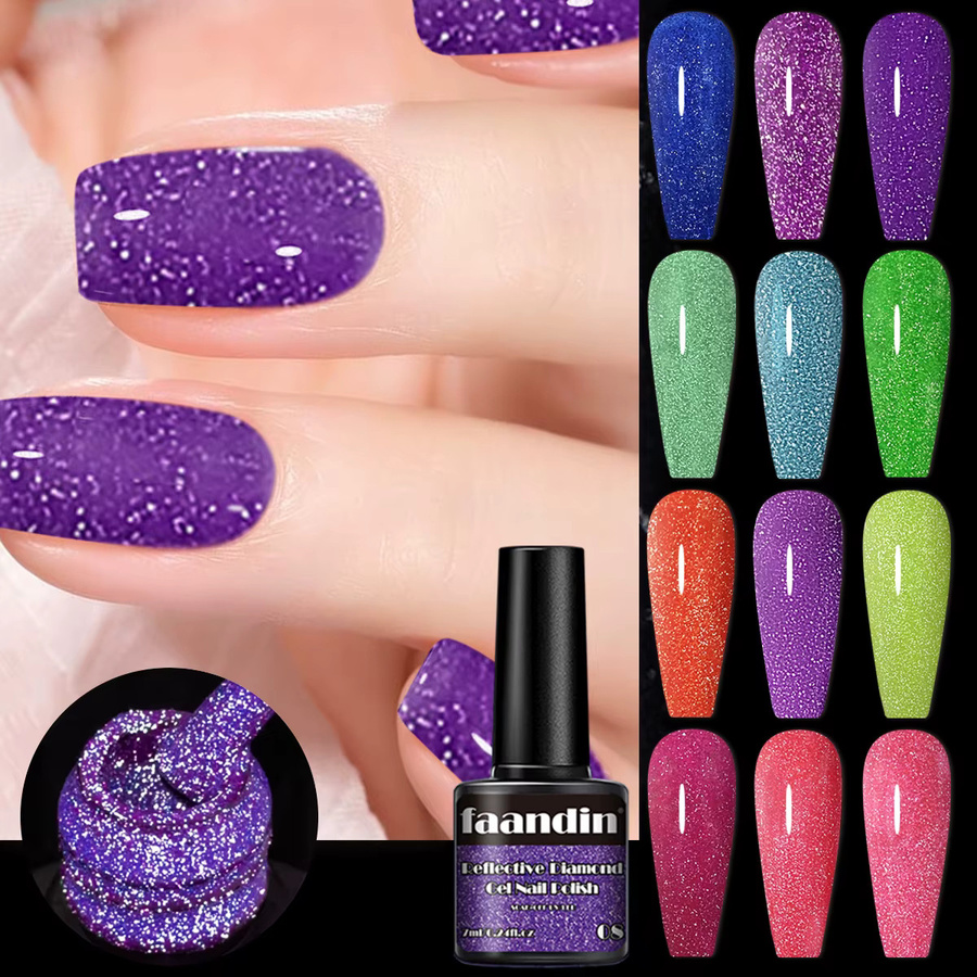 Faandin Glitzer-Diamant-Gel-Nagellack, 10er Set, 7 ml pro Flasche - Bild 5