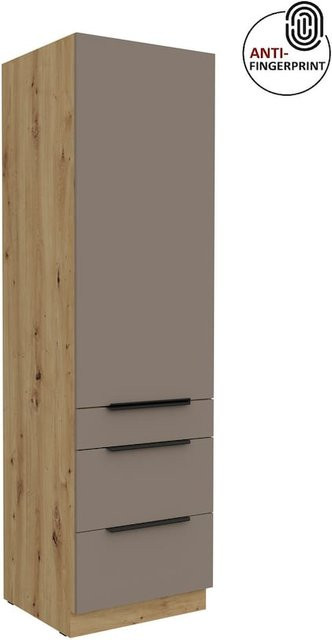 Küchen Hochschrank ARIA Sandgrau matt mit internen Schubladen und Regalen, Breite: 60 cm - Bild 1