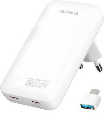4Smarts USB Ladegerät 65W mit 2x USB-C und USB-A in Weiß mit GaN-Technologie und Quick Charge sowie USB Power Delivery (USB-PD) - Bild 1