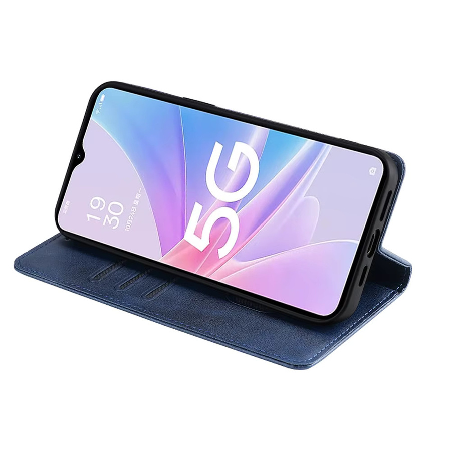 Magnetische Leder Flip Wallet Case Handyhülle für OPPO A57 A77 A58 A78 in Blau mit Kartenfächern - Bild 3