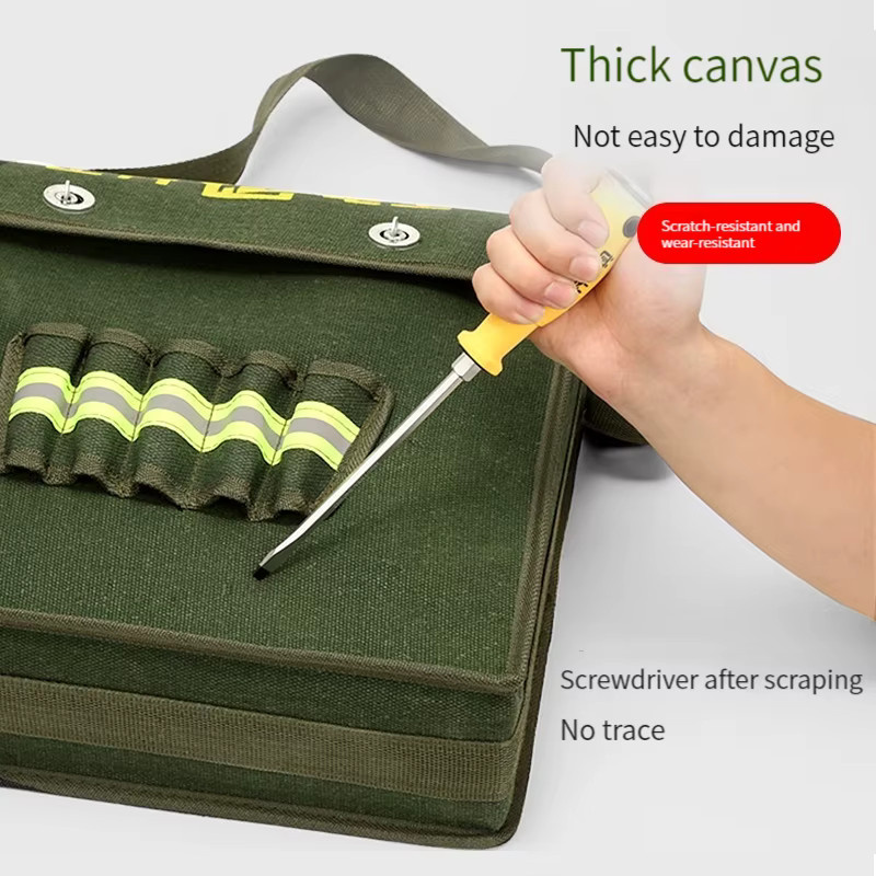 Multifunktionales Canvas-Werkzeugset in Grün mit Schultergurten für Elektriker und Wartungsarbeiter - Bild 2