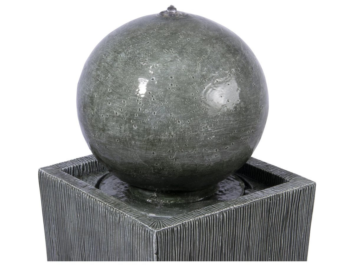 DOBAR Gartenbrunnen Apollon mit Solar-Panel und LEDs in Grau aus Kunststein - Bild 3