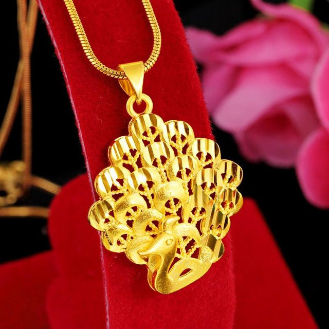 Allbestart Anhänger Pfauenblumen, Messing, Gold, Damen - Bild 1
