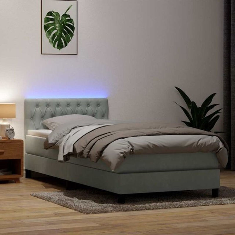 Vidaxl Boxspringbett mit Matratze in Grau aus Samt, B/T/H: 80 x 220 x 78 cm - Bild 1