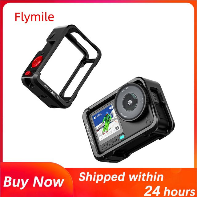 Flymile Kamerakäfig aus Aluminiumlegierung für DJI Osmo Action 6 in Schwarz mit Kaltschuhhalterung - Bild 1