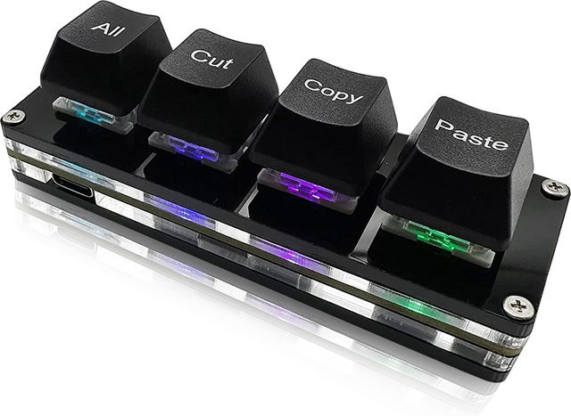 Sayodevice Mini 4-Tasten Macro Pad RGB Mechanische Einhandtastatur Schwarz - Bild 1