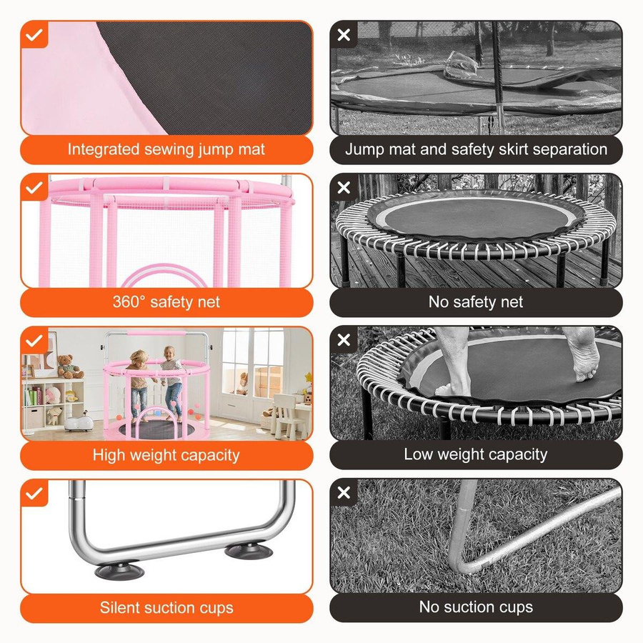 MB Mini Kleinkind-Trampolin mit Netz Indoor Outdoor ab 3 Jahren - Bild 3