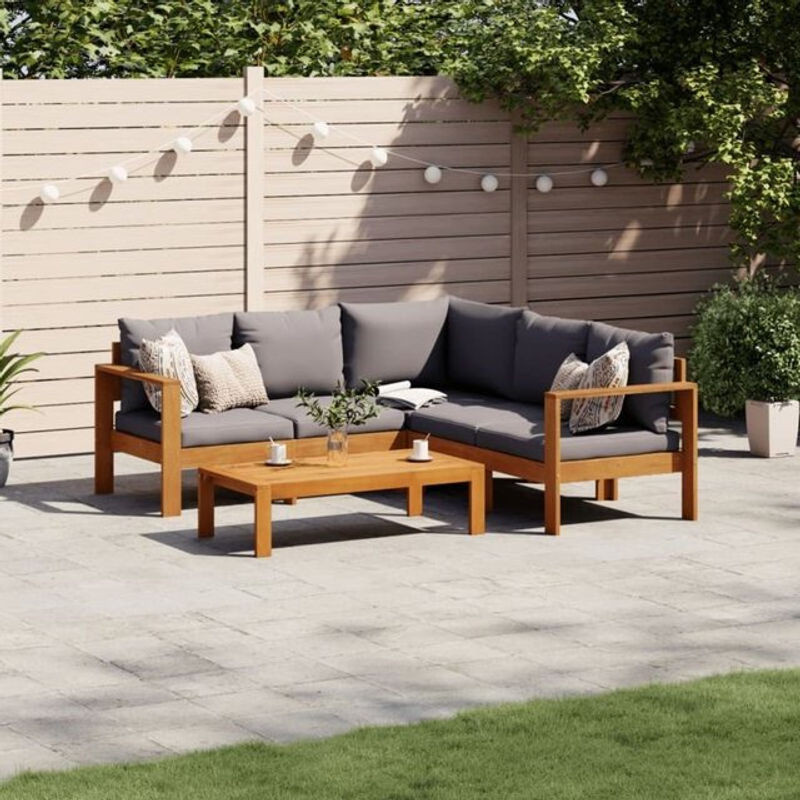 Vidaxl 4-tlg. Garten-Sofagarnitur aus Massivholz Akazie mit grauen Kissen im modernen Design - Bild 1