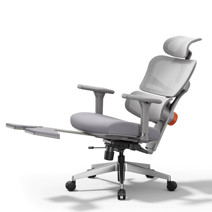 NEWTRAL NT002 Ergonomischer Bürostuhl in Grau mit Fußstütze, adaptiver Lordosenstütze, 3D Armlehnen und verstellbarer Kopfstütze aus Mesh für Home-Office und Büro - Bild 2