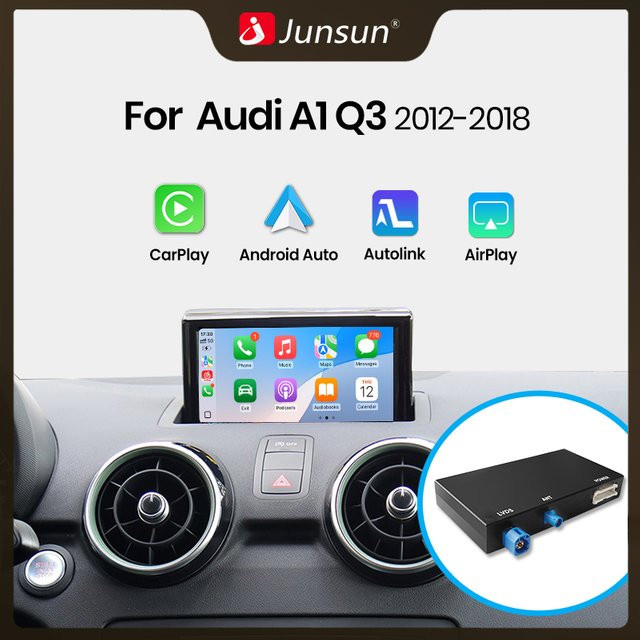 Junsun CarPlay und Android Auto Decoder für Audi A1 und Q3 (2012-2018) mit RMC H+NR System, Bluetooth, AirPlay und MirrorLink in Schwarz - Bild 1