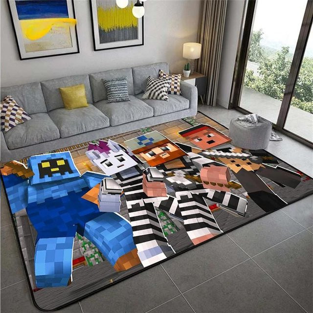 M-MINE Sandbox 3D-Spiel Teppich von Living Need Y, rutschfeste und waschbare Bodenmatte aus Polyester, Mehrfarbig, B: 80 cm, T: 50 cm - Bild 1