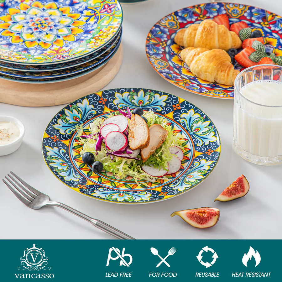 vancasso Speiseteller-Set aus Porzellan mit floralem Design, Mehrfarbig, 6-teilig oder 12-teilig für 6 Personen - Bild 3