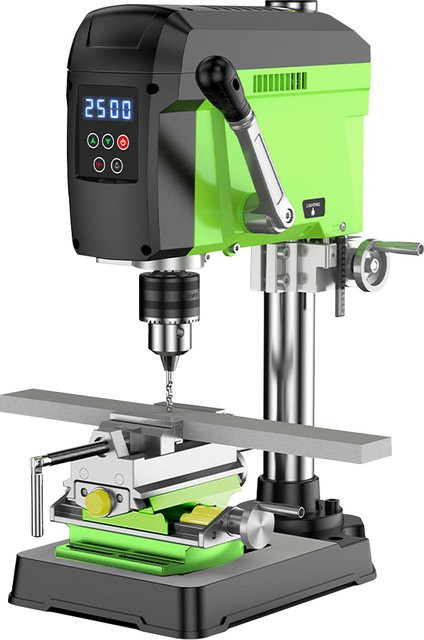 Allsome Tischbohrmaschine BG-516809+BG-6368 mit 3-Zoll-Kreuzschlitz-Schraubstock-Kombinationsset, 400 W, Grün - Bild 1