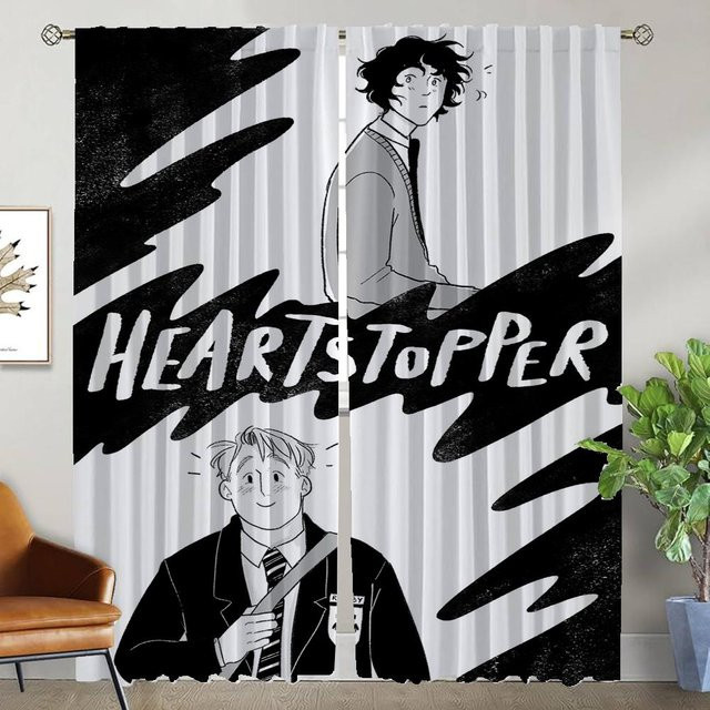 Elegante Heartstopper Tüll-Raumvorhänge, 2er-Set, Weiß, semi-transparent, B: 50 cm, H: 70 cm - Bild 1