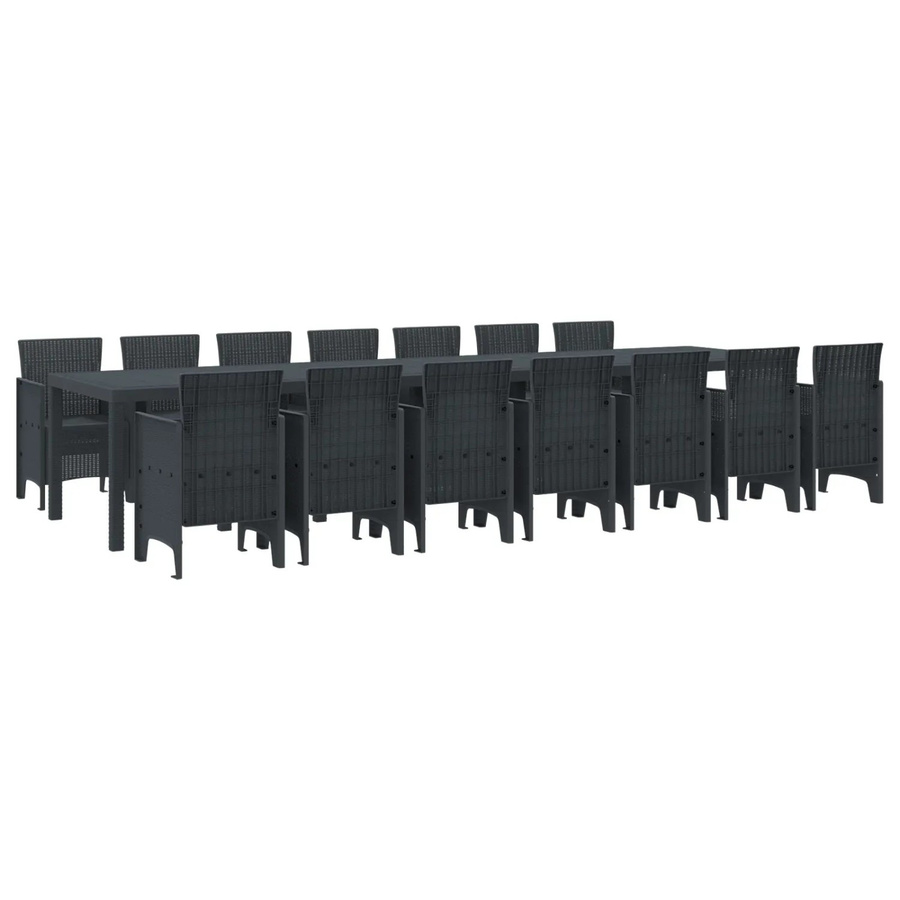 vidaXL Garten Essgruppe aus 15-teiligem Poly Rattan in Anthrazit - Bild 2