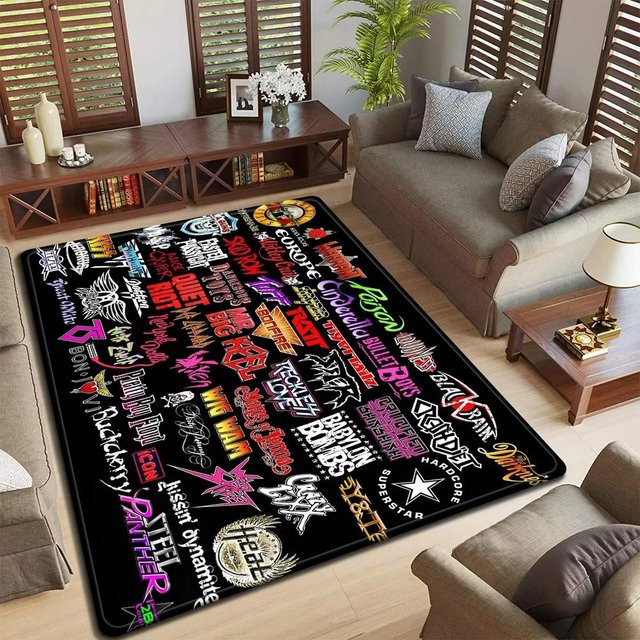 Karpetti Rock Band Logo Design Fußmatte, rutschfest und waschbar, B/B: 80 x 120 cm, mehrfarbig - Bild 1