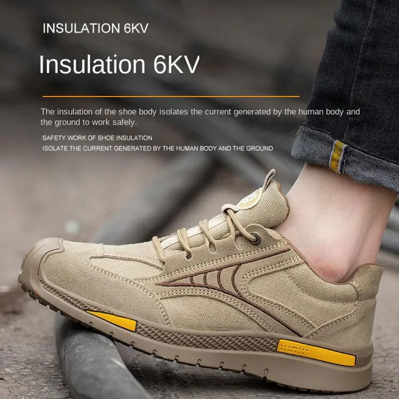 Avant-garde Arbeitsschutzschuhe Beige Größe 48, isolierte 6KV Sicherheitsschuhe aus Leder, bruchsicher, durchstichfest und spritzwassergeschützt - Bild 6