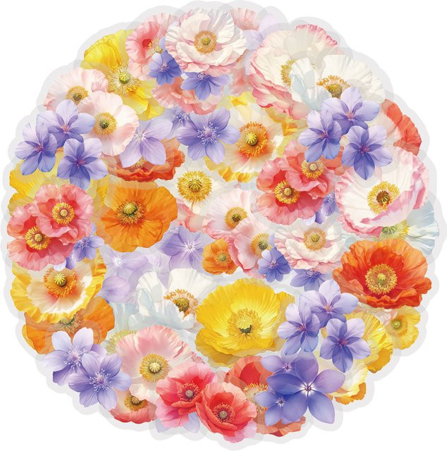 Etori Life Scorching Sunlight Aquarell Blumenaufkleber Set mit Mohn und Hortensien, 50 Stück, Multicolour, Papieraufkleber für Journal, Notebook und Laptop-Dekoration - Bild 1