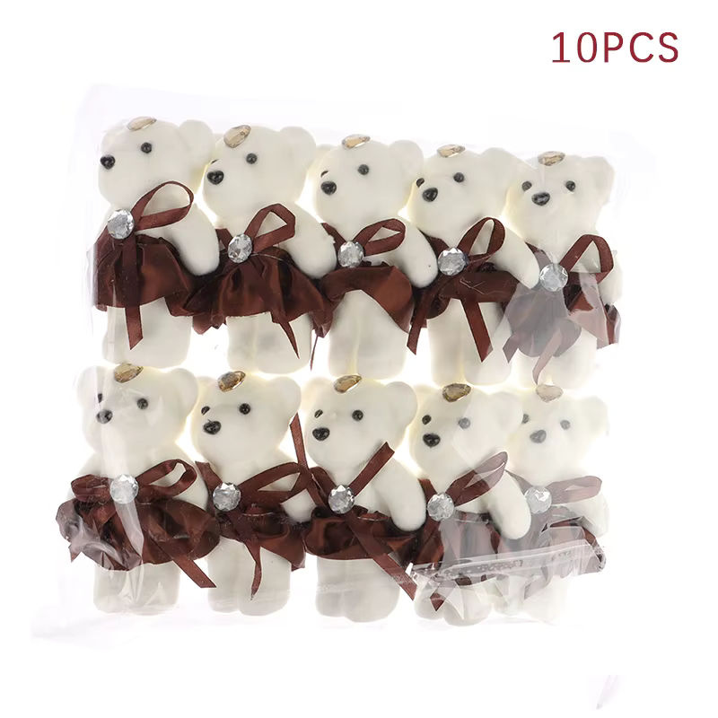 10er Set Bär-Figuren als Cartoon-Puppen für Hochzeitsdekoration und Geburtstagsgeschenke in Weiß und Mehrfarbig - Bild 5