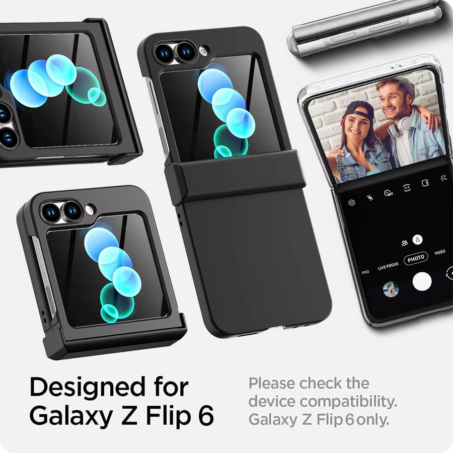 Stoßfeste 3 in 1 Scharnierschutz-Hülle für Samsung Galaxy Z Flip 7, 6, 5, 4 und 3 in Schwarz - Bild 4