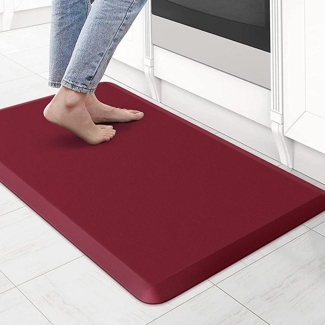 Anti-Ermüdungs Küchenbodenmatte aus PVC-Leder in Rot, rutschfest und schmutzabweisend, B/T/H: 44 x 71 x 1,2 cm - Bild 1