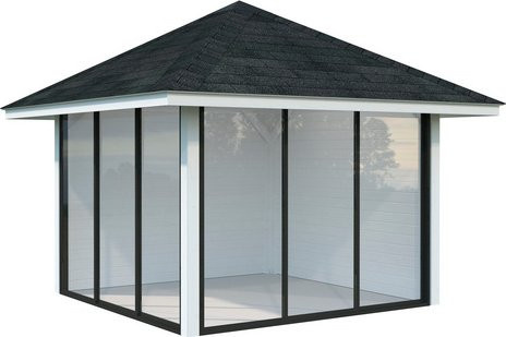 PALMAKO Pavillon Bianca aus Fichtenholz in Weiss, B/T/H: 384 x 384 x 319 cm - Bild 1