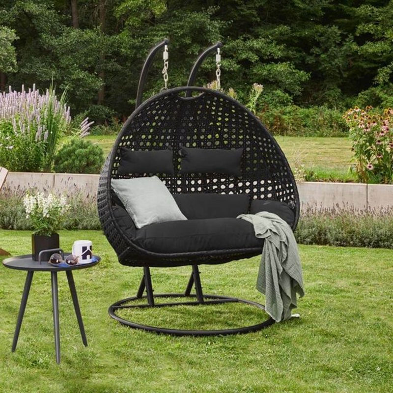 Home Deluxe Polyrattan Hängesessel TWIN Schwarz B/T/H: 120 x 74 x 195 cm - Bild 4