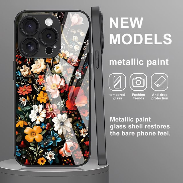 Stoßfeste Handyhülle mit Blumenmuster aus gehärtetem Glas für Samsung Galaxy S24 Ultra S25 Plus S23 5G S22 S21 FE S20 FE A53 A52 A51 in Multicolour - Bild 1