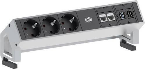 Bachmann DESK 2 Steckdosenleiste mit Schuko, CAT6, USB-A und HDMI in Silber und Schwarz - Bild 2
