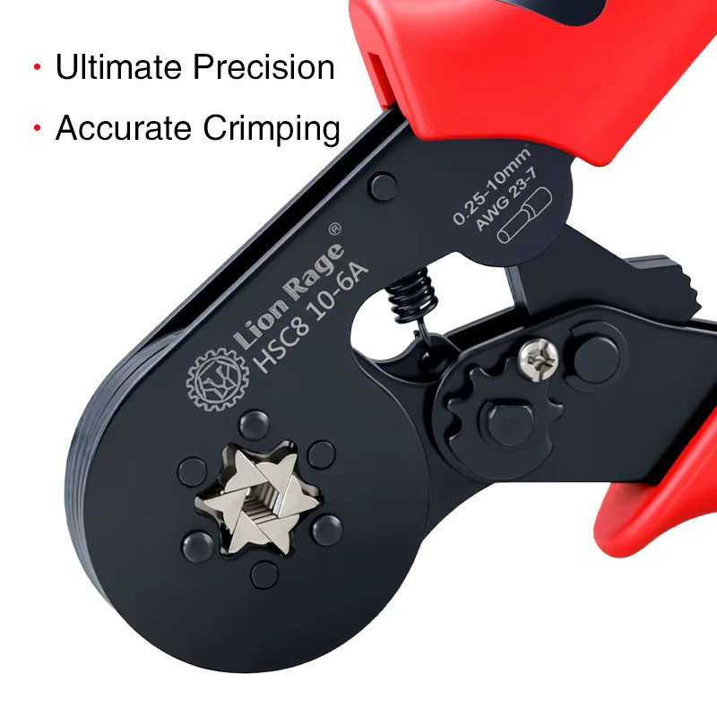 Draht-Crimpzange für Aderendhülsen und Rohrklemmen in Rot, Crimpkapazität 0,25–10 mm2 (AWG22–8) - Bild 3