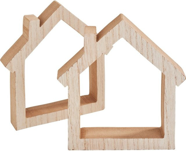 VBS Holz-Rahmen Haus in Beige, 2 Stück - Bild 1