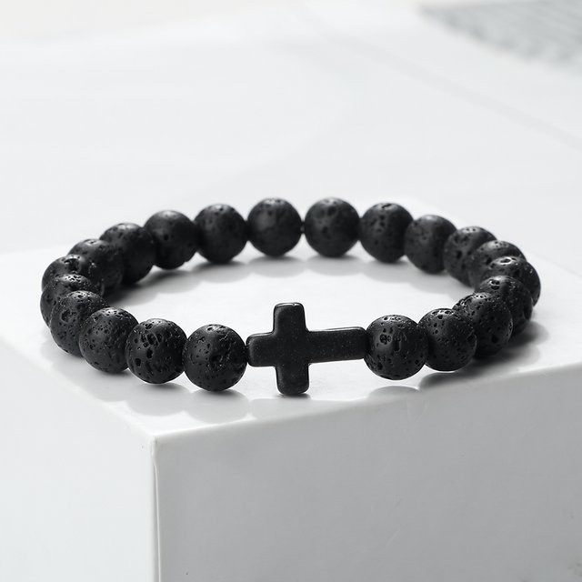 HT Gimini Armband, Naturstein, Schwarz, Lava, Türkis, Onyx, Unisex - Bild 1
