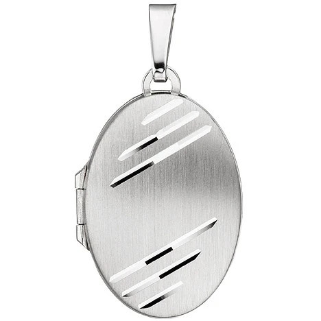 Colfem Medaillon Anhänger, 925 Silber, oval, matt, Unisex - Bild 1