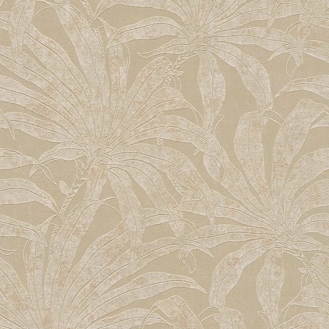 PROFHOME Natur Tapete Dschungel in Grau Weiß Gold und Beige, Vlies-Tapete mit floralem Design, Breite: 0,53 m, Länge: 10,05 m - Bild 1