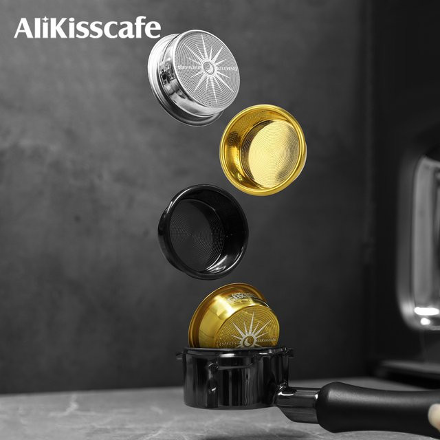 AliKisscafe Kaffeefilterkorb aus Edelstahl in Silber für Delonghi und Breville Siebträger Espresso-Zubehör, Durchmesser: 58,5 mm - Bild 1