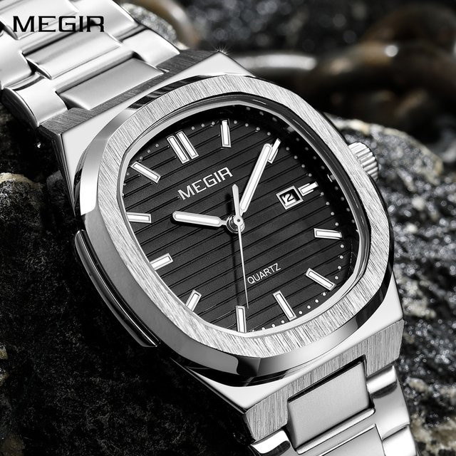 MEGIR Armbanduhr, Quarz, Edelstahl, Schwarz, Herren - Bild 1