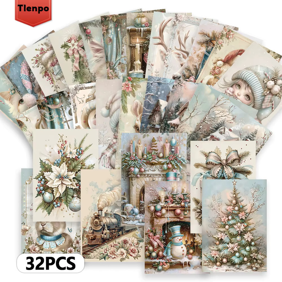 32-teiliges Weihnachtspostkarten-Set im Vintage-Stil, mehrfarbig, aus hochwertigem Papier - Bild 2