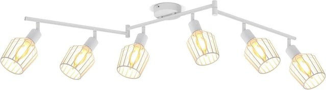ZMH Deckenstrahler im Industrie-Design, 6-flammig, Weiß, E14, drehbar und verstellbar - Bild 1