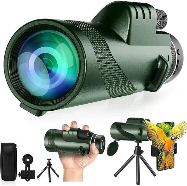 HD-Monokular mit BAK4-Prisma in Schwarz für Smartphone-Adapter und Stativ zur Vogelbeobachtung, Jagd und zum Wandern - Bild 1