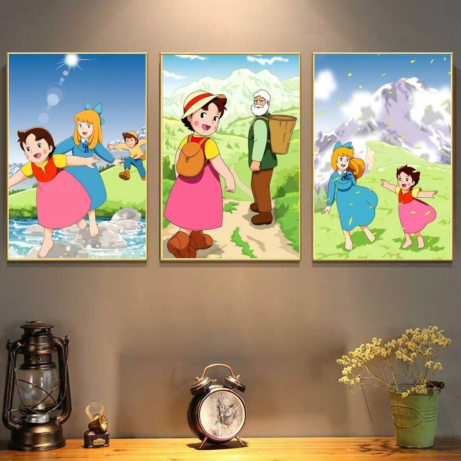 Kayou Cartoon H-Heidi Poster, selbstklebender Kunst-Aufkleber aus wasserfestem Papier, Mehrfarbig, B: 20,0 cm, H: 20,0 cm - Bild 2